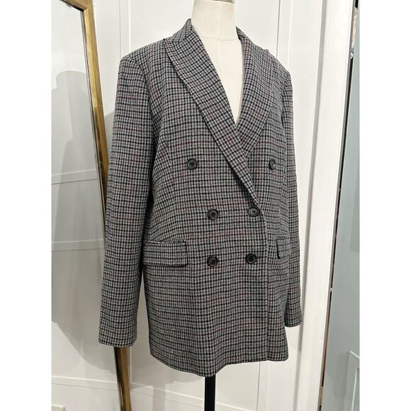 Zara Jackets & Blazers - Zara Houndstooth Plaid Boyfriend Double Breasted Oversized Blazer Jacket Medium
